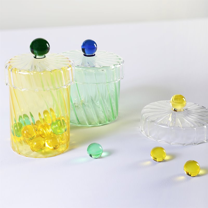 Klevering - Jarre ou boîte spirale jaune en verre