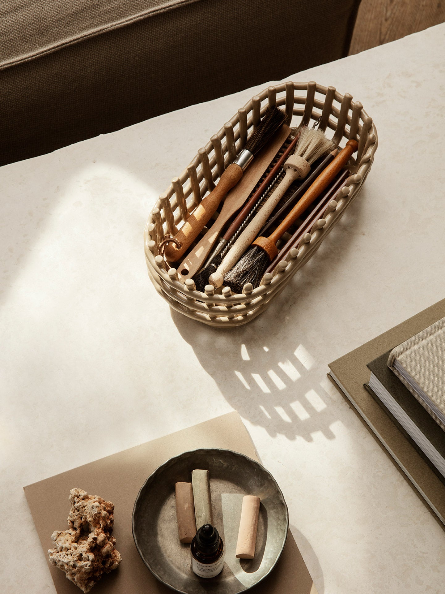 Ferm Living - Panier en céramique - Ovale - Cachemire