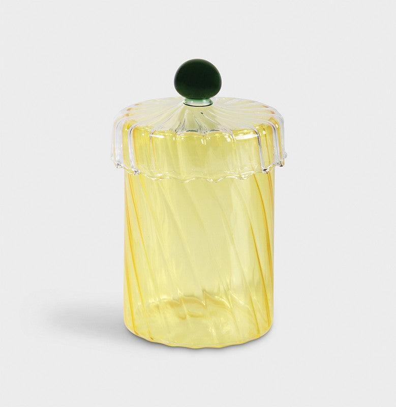 Klevering - Jarre ou boîte spirale jaune en verre