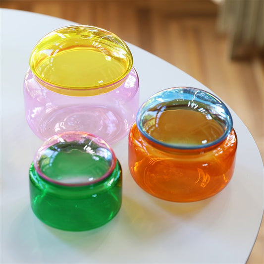 & klevering - Boîte ou Jarre bouffante rose en verre