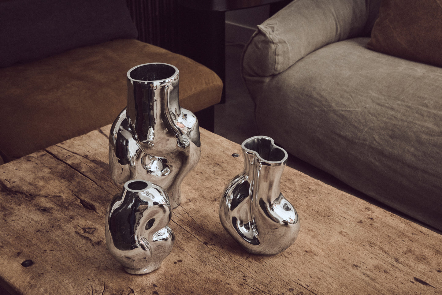HK Living - Petit vase en verre chromé brillant