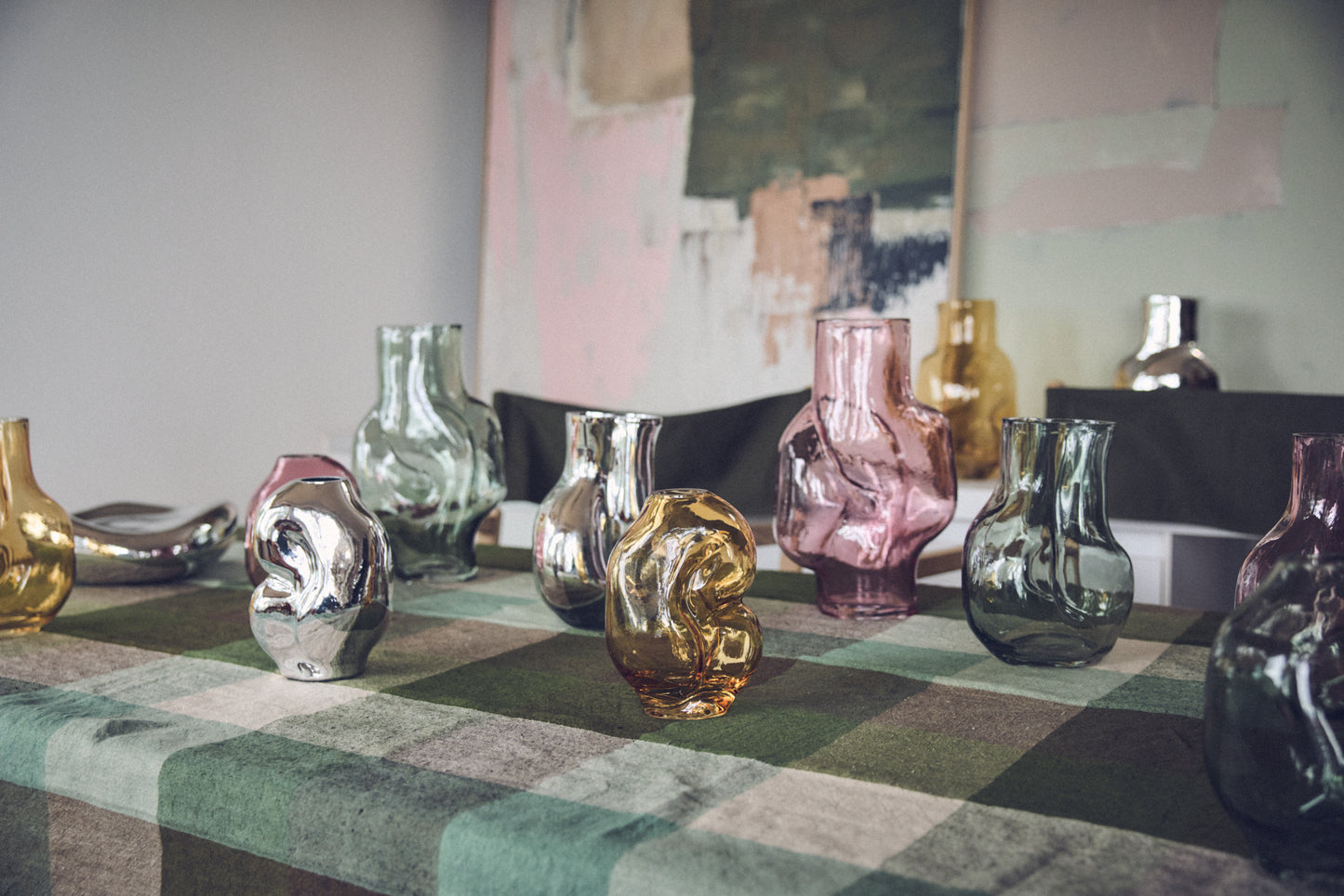 HK Living - Petit vase en verre chromé brillant