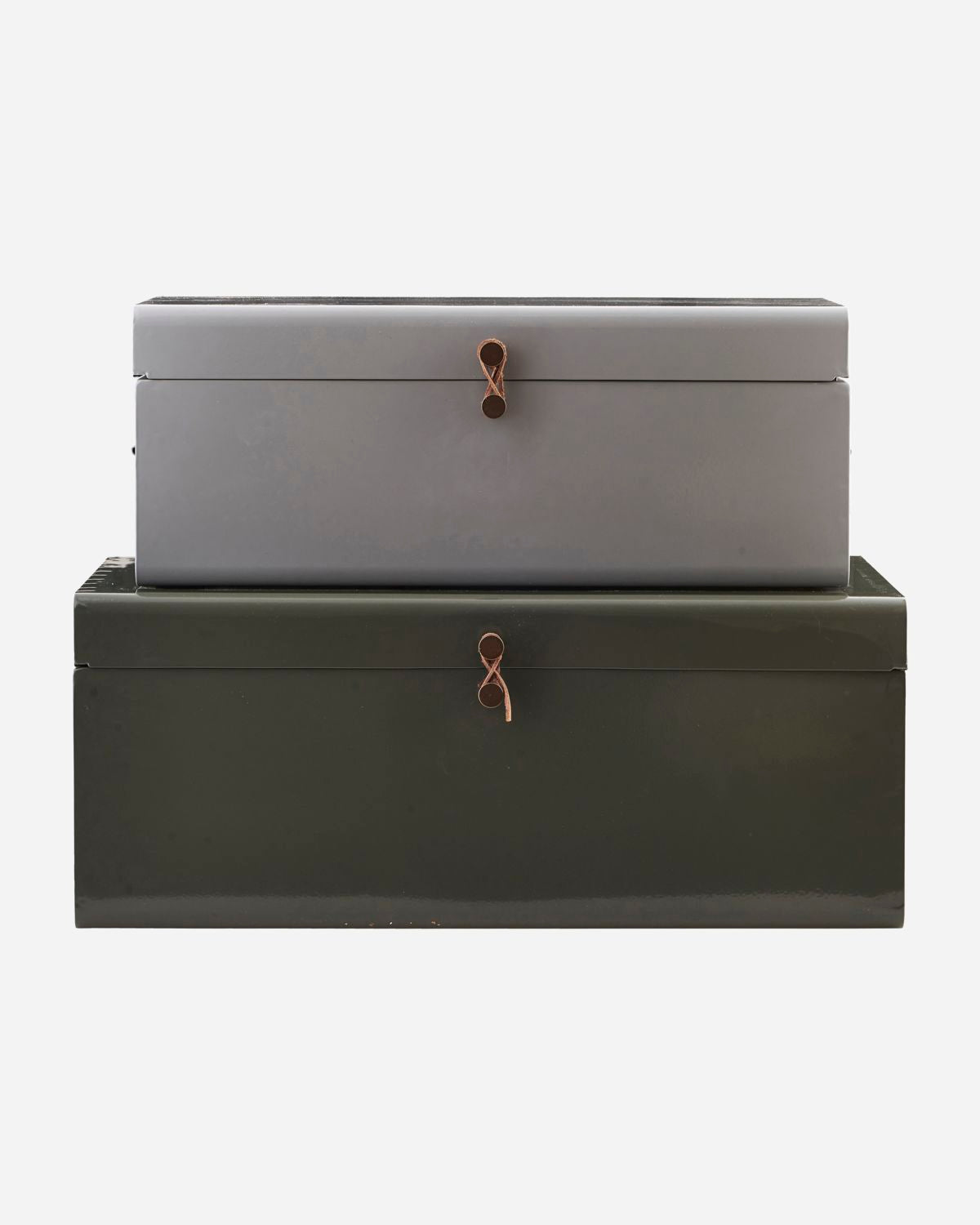 House Doctor - Set de 2 Boîtes de rangement, Metal HD, gris/vert