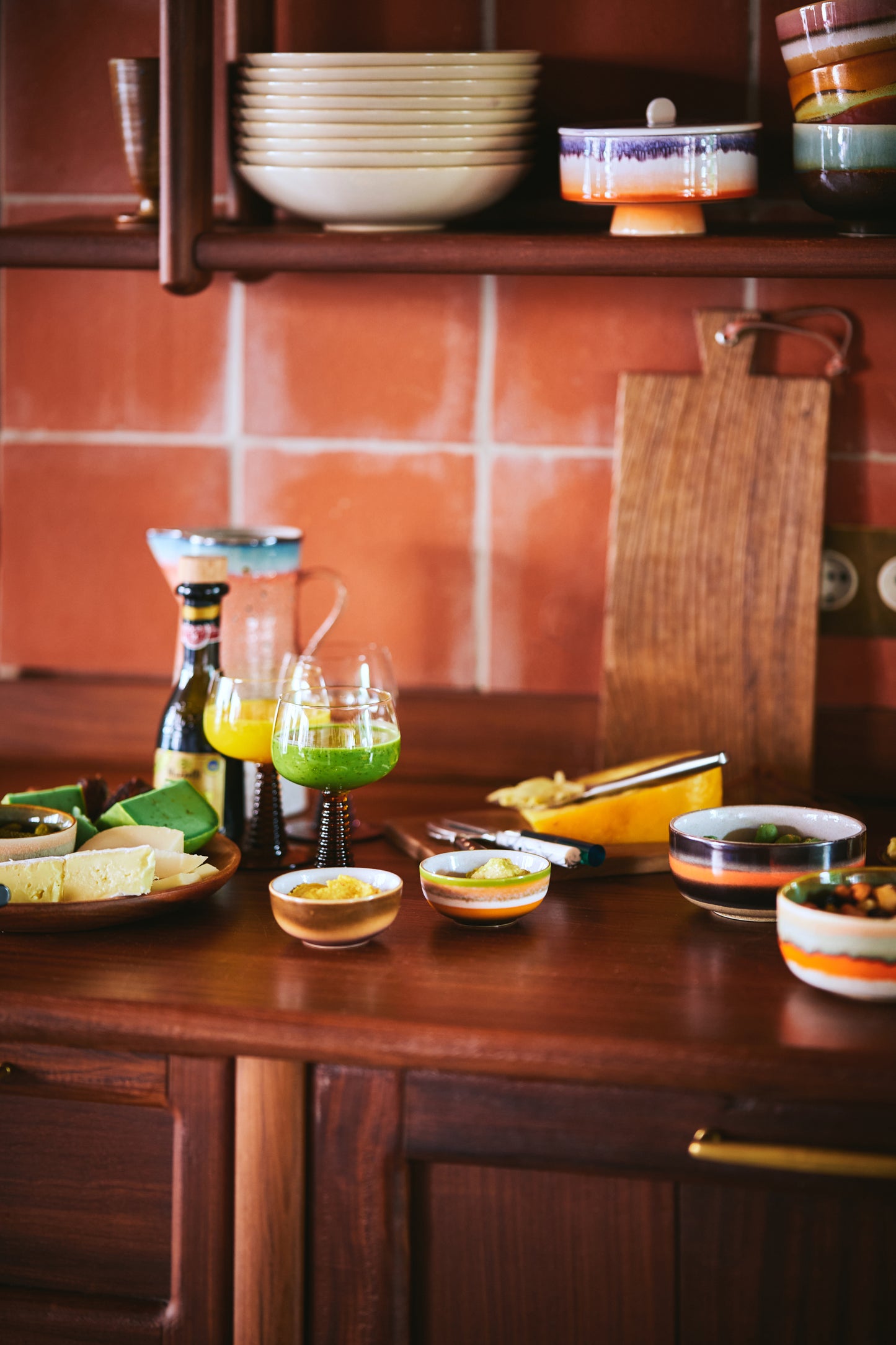 HK Living - Coupes à dessert humus, set de 4 - céramique des années 70
