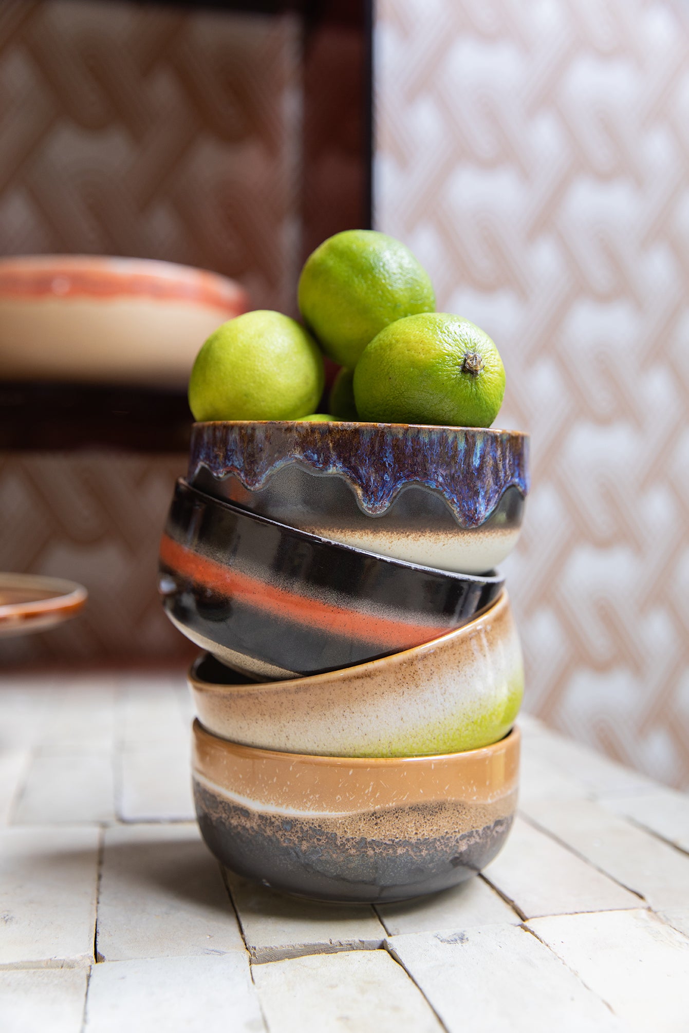 HK Living - Coupes à dessert humus, set de 4 - céramique des années 70