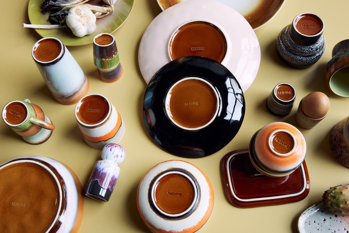 HK Living - Coupes à dessert humus, set de 4 - céramique des années 70