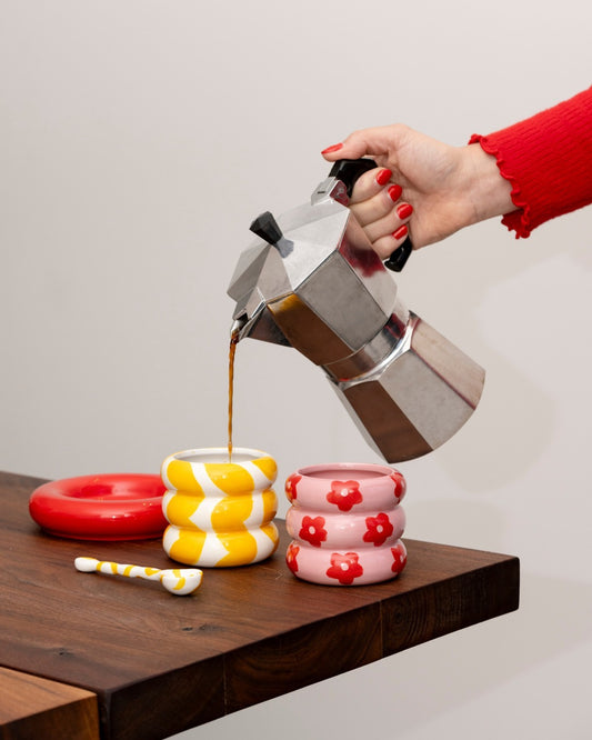Que Rico - Mug en céramique avec soucoupe Wavy Rumba