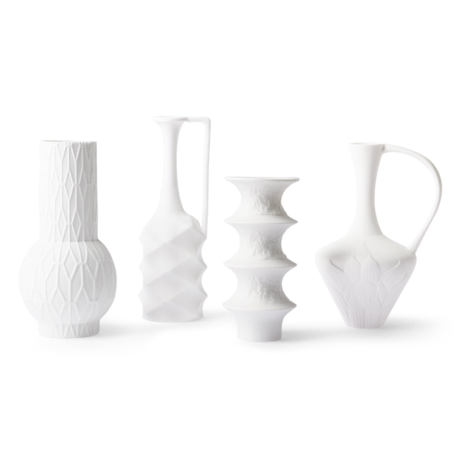 HK Living - Set de 4 petits Vases en porcelaine blanche