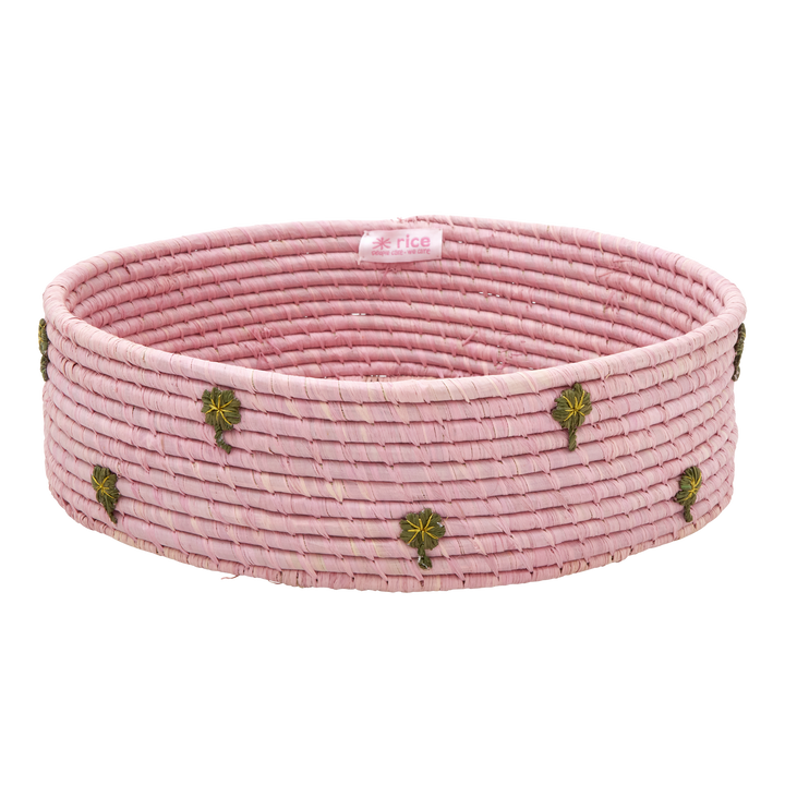 Rice - Grand Panier Rond Raphia - Rose