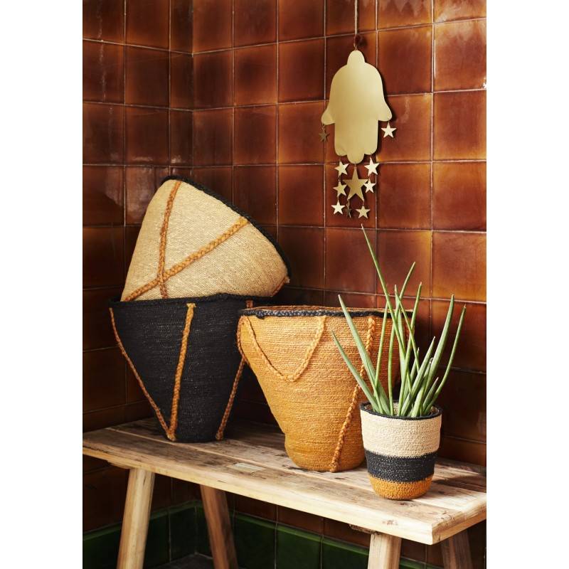 Madam Stoltz - Panier conique en herbes marines noir