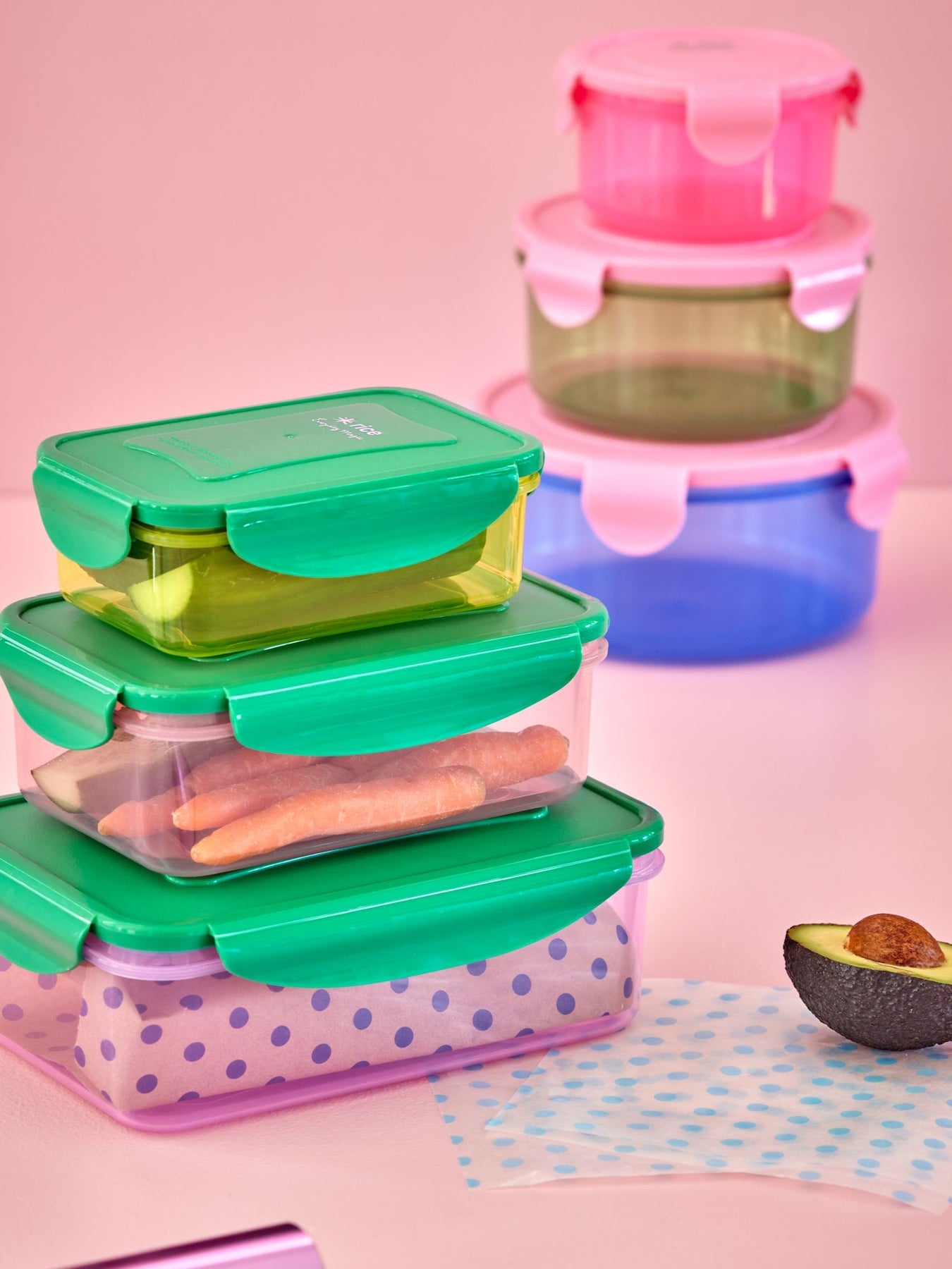 Rice - Boîtes alimentaires rectangulaires Multicolore - Set de 3