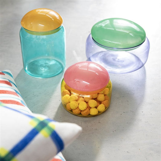 & klevering - Jarre ou boîte bouffante lilas en verre