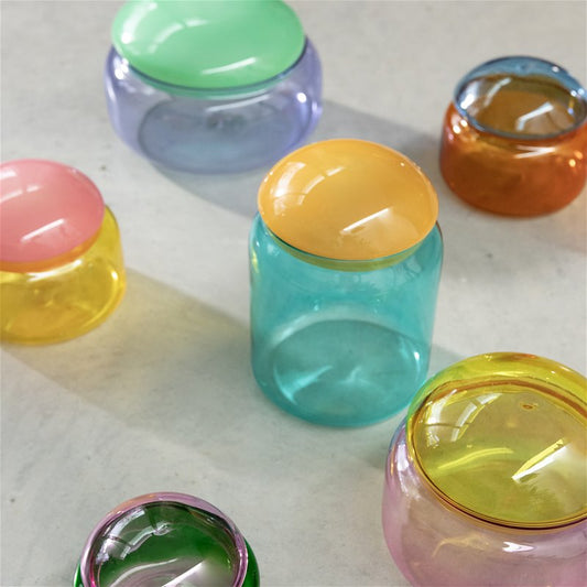 & klevering - Boîte ou Jarre bouffante turquoise en verre