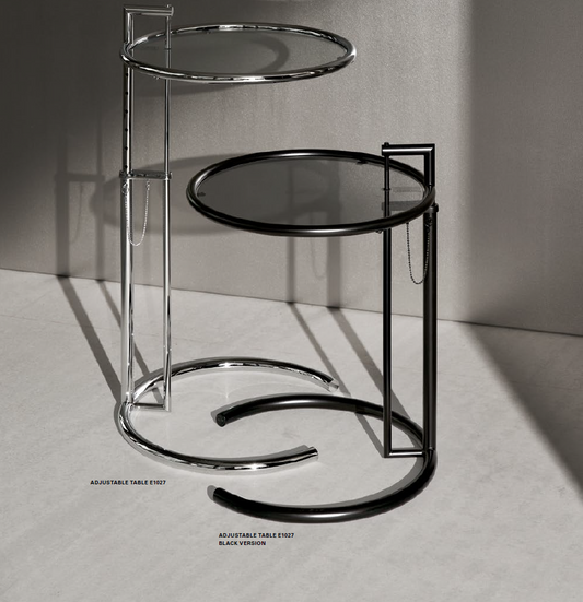 Classicon - Table d'appoint - Adjustable E1027 noir verre fumé de Eileen Gray
