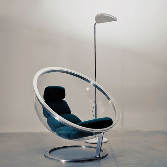 DCW - Lampadaire Mezzaluna Floor tête chromée de Bruno Gecchelin