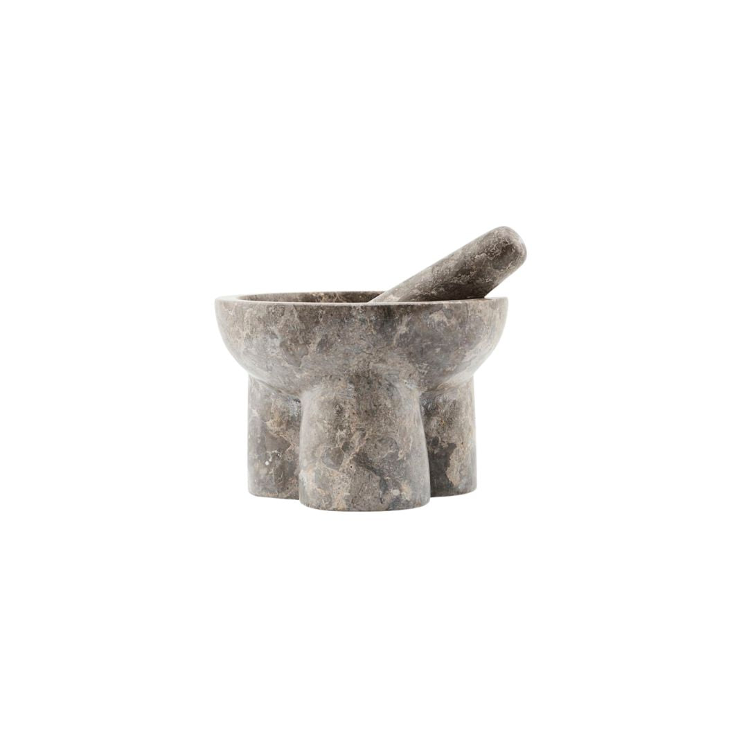 House Doctor - Mortier en marbre avec pilon, Kulti, gris/marron
