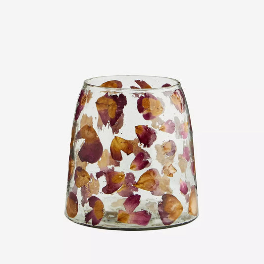 Madam Stoltz - Vase en verre et pétales de fleurs