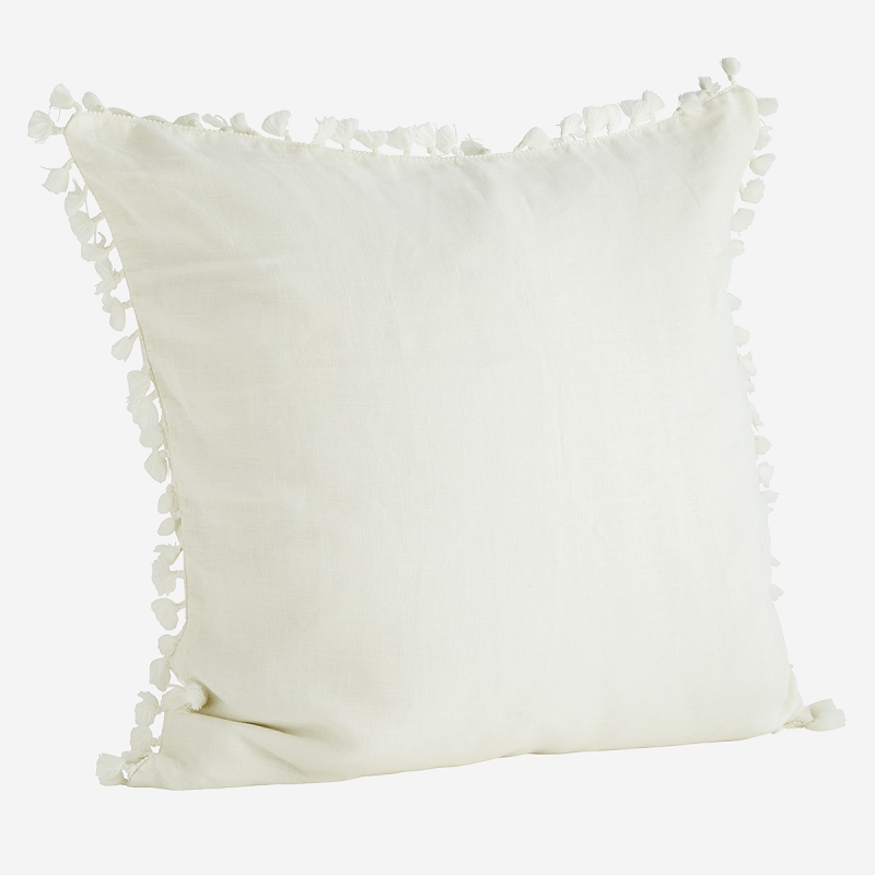 Madam Stoltz - Housse de coussin - Tassels blanc