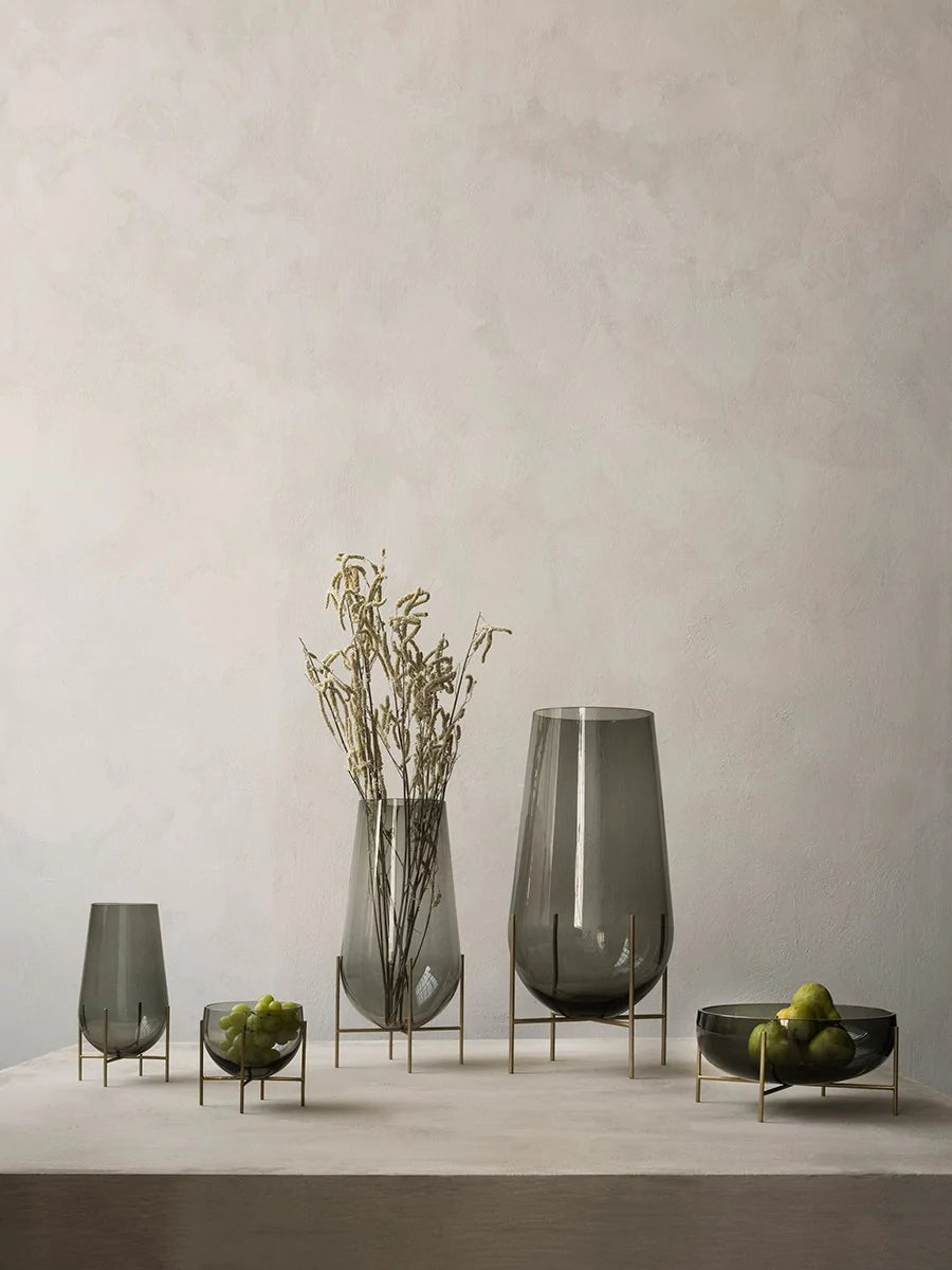 Audo Copenhagen - Vase - Echasse, S, Smoke/Brushed Brass