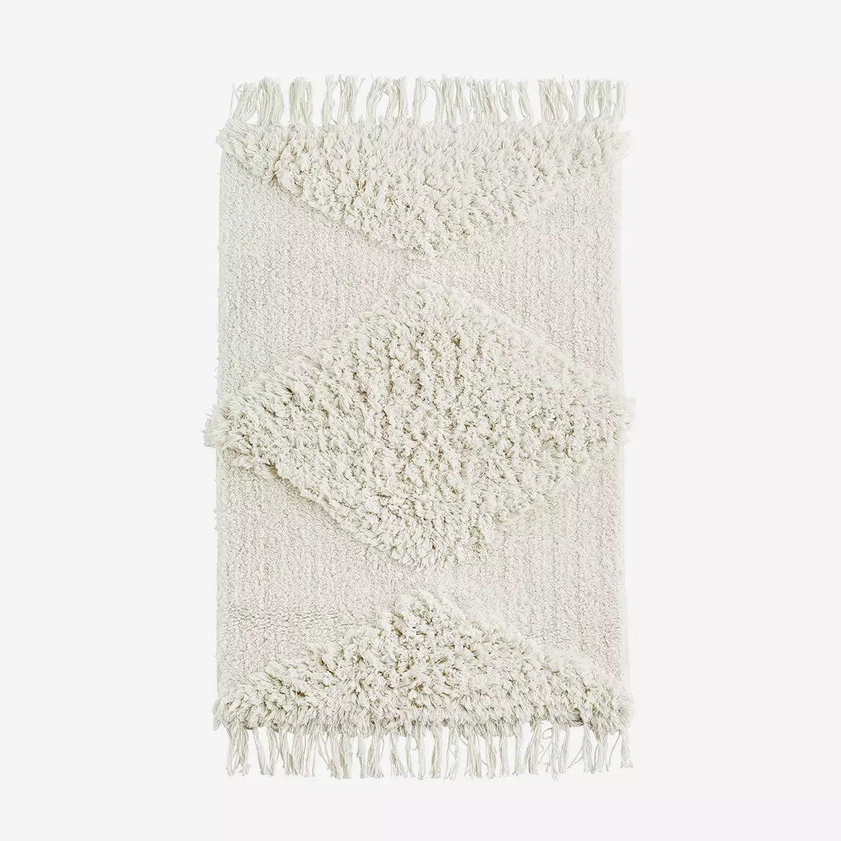 Madam Stoltz - Tapis de bain blanc en coton et antidérapant