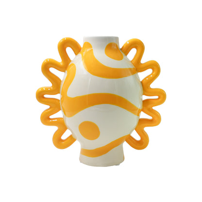 Que Rico - Vase en céramique Isabel jaune et blanc