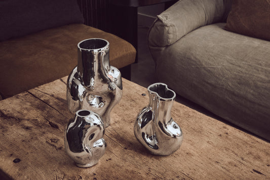 HK Living - Petit vase en verre chromé brillant