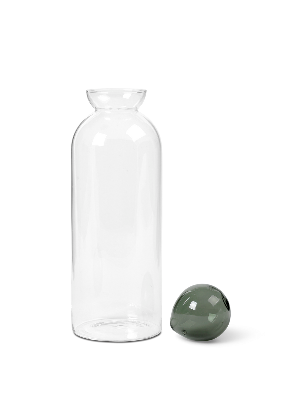 Ferm Living - Carafe plate transparente en verre soufflé à la bouche