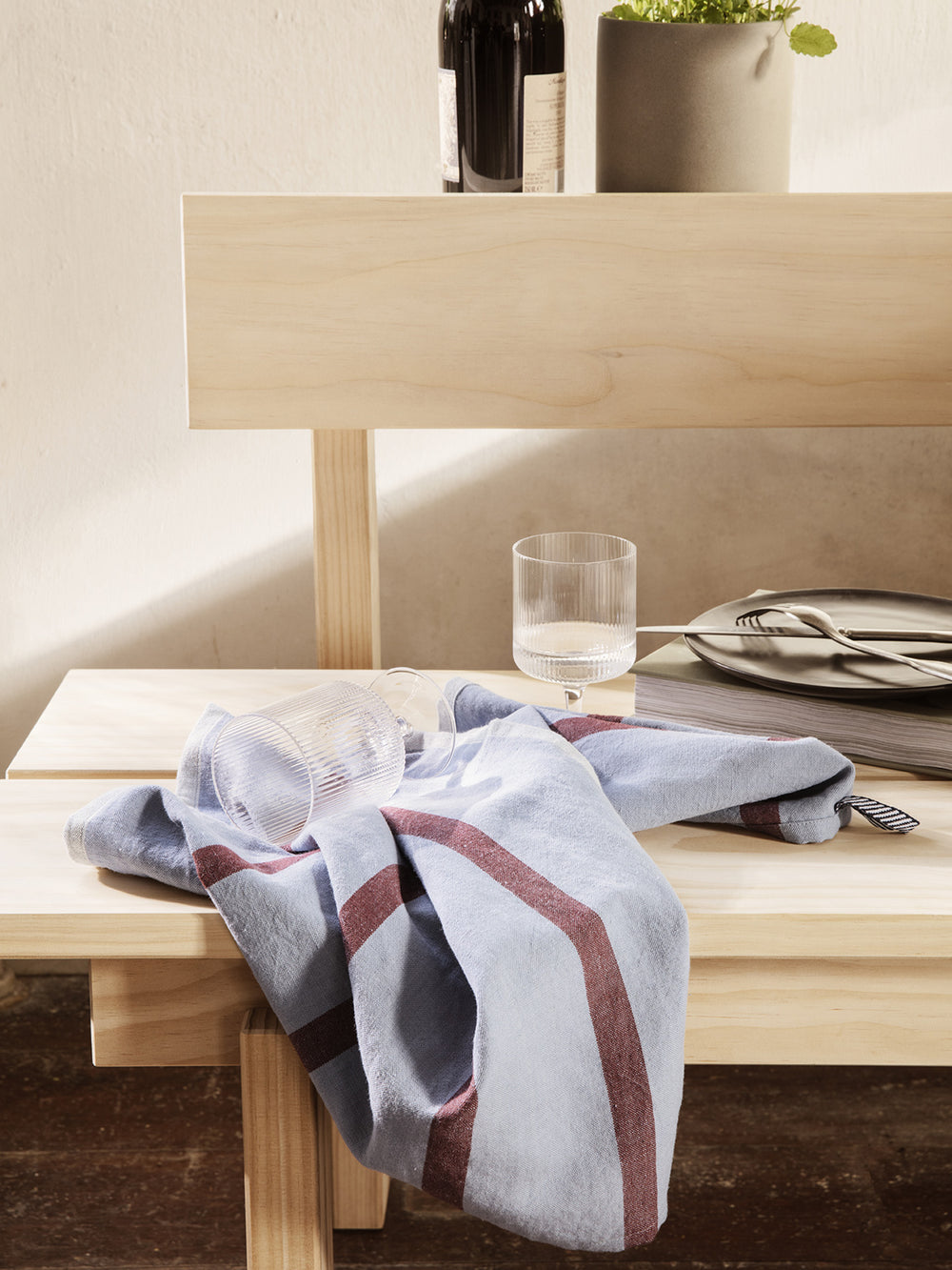 Ferm Living - Torchon blue & Burgundy