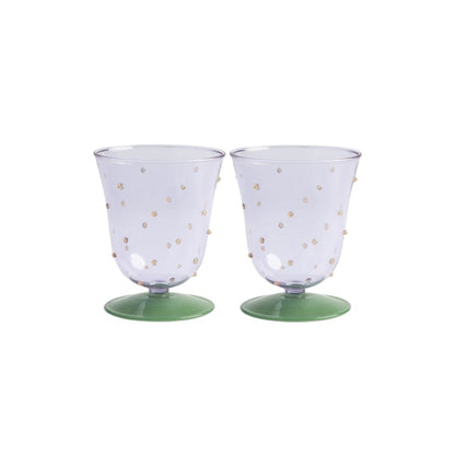 Klevering - Verres à pied pour l'eau à points violets - set de 2