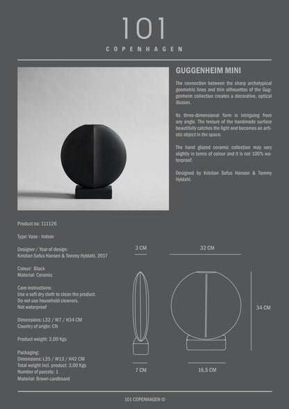 101 Copenhagen - Vase Guggenheim, Mini - Noir