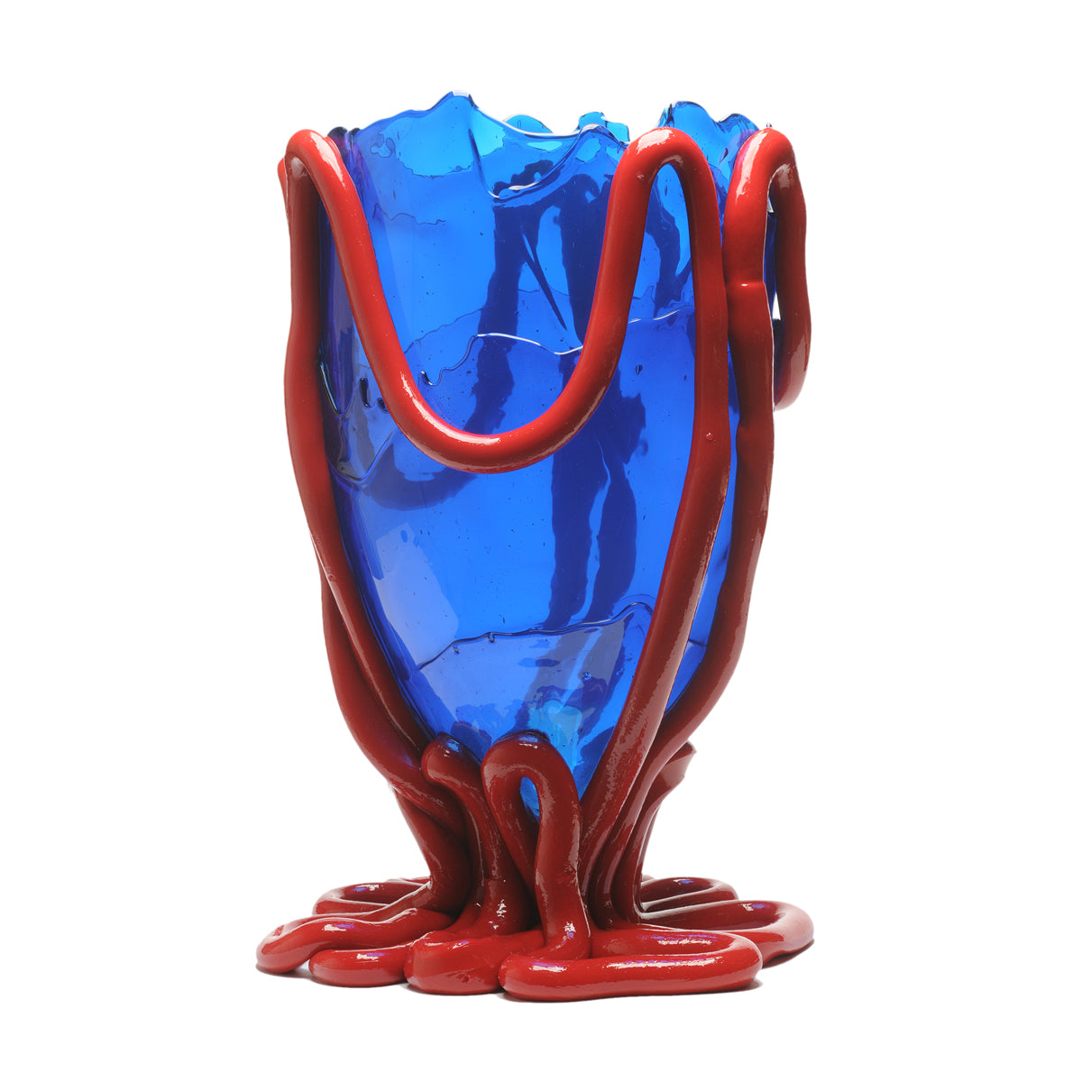 Corsi Design Fish - Indian Summer Vase - Clear Blue, Matt Red M