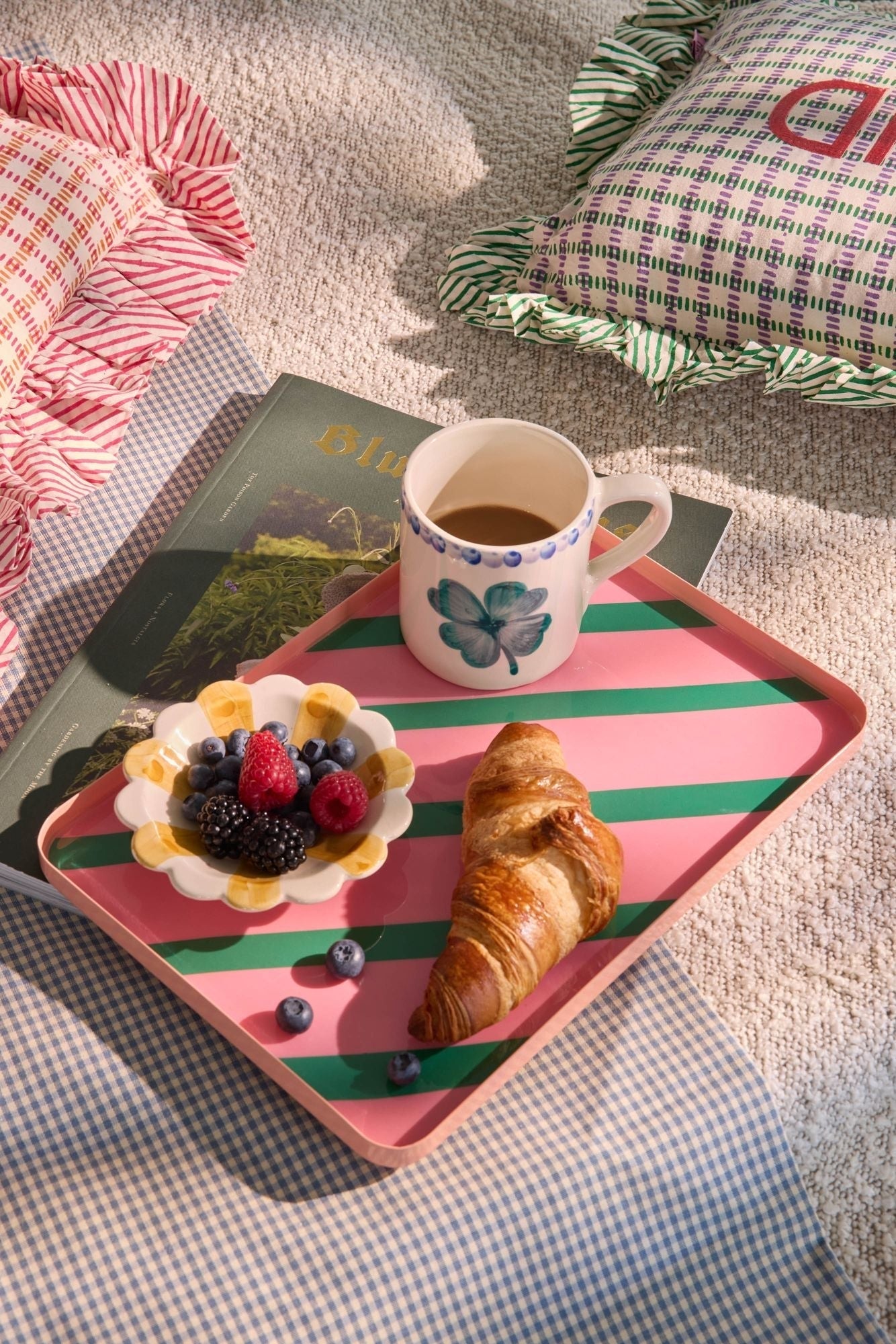 Rice - Grand Plateau Rectangulaire Métal - Rose