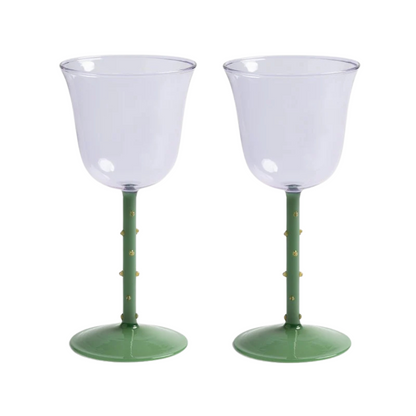 Klevering - Verres à vin sur pied à points violets - set de 2