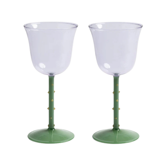 Klevering - Verres à vin sur pied à points violets - set de 2