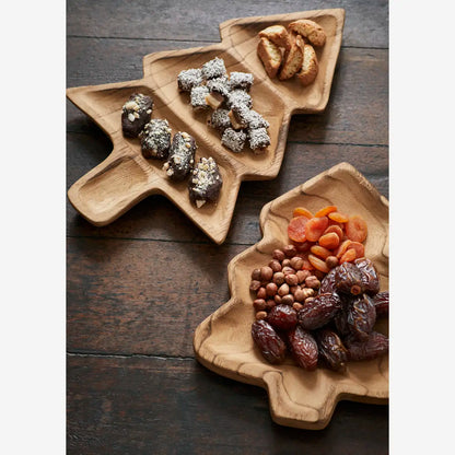 Madam Stoltz - Plateau en bois forme sapin de Noël 27x41