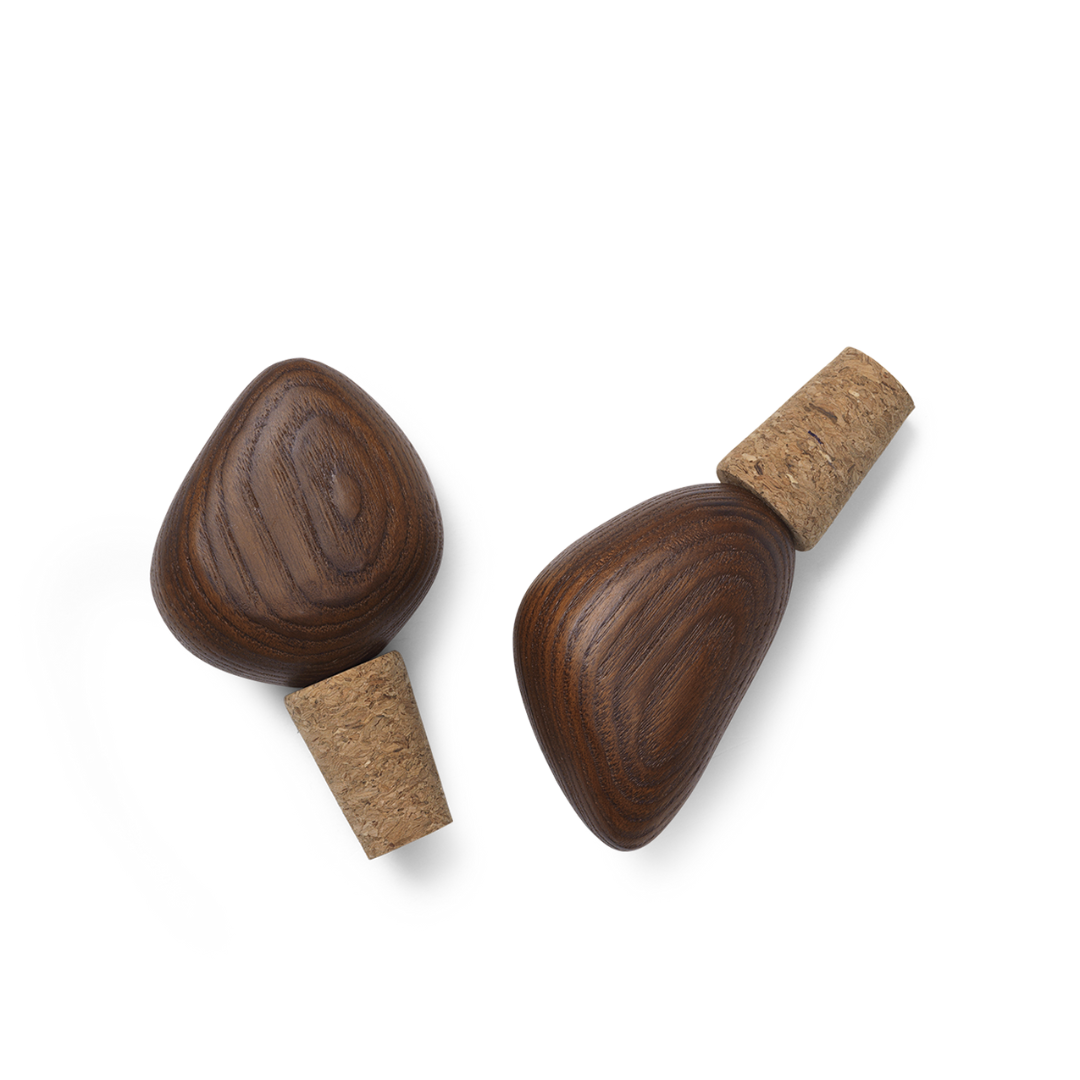 Ferm Living -  Bouchons de vin Cairn - Lot de 2 - Marron foncé
