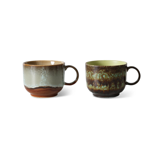 HK Living - Tasses à thé céramique des années 70 - set de 2