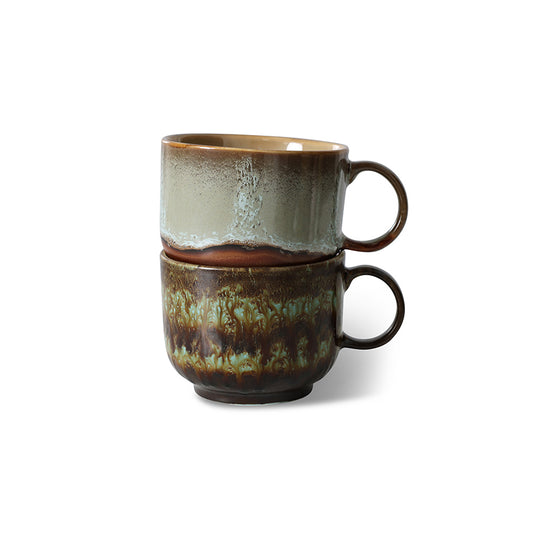 HK Living - Tasses à thé céramique des années 70 - set de 2