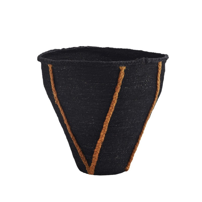 Madam Stoltz - Panier conique en herbes marines noir